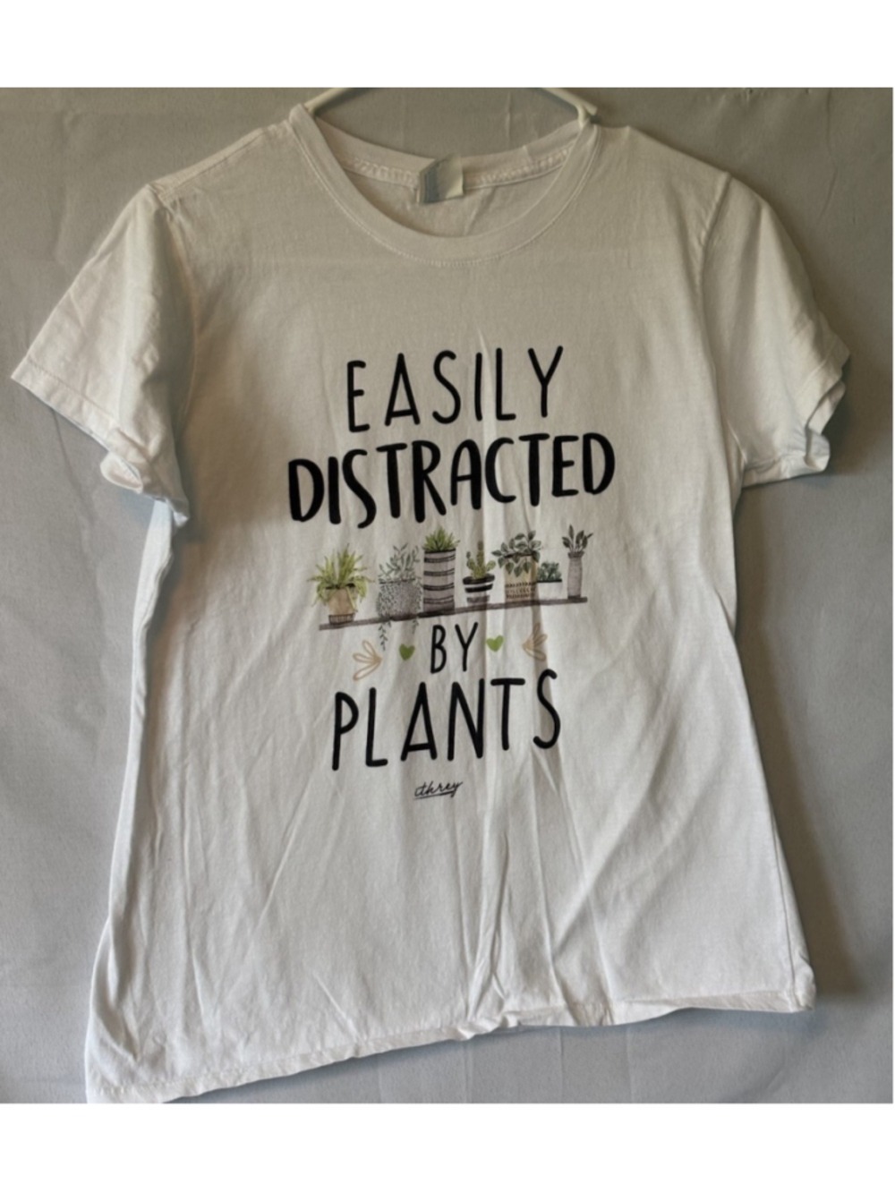 Easily Distracted By Plants Shirt Womens M Plant Mom Graphic Tee Funny Gardening